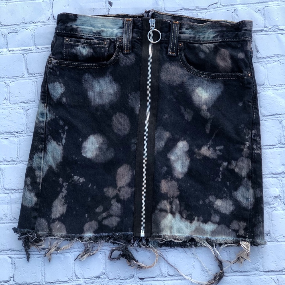 Hand Dyed and Distressed Levi’s Denim Skirt